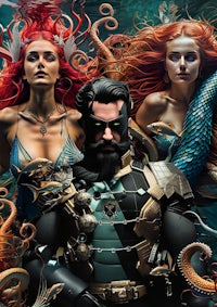 a poster for aquaman with octopus and mermaids