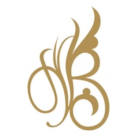 a gold logo with the initials bb