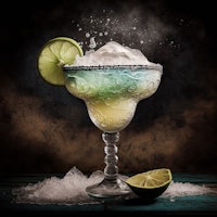a margarita in a glass with lime and ice