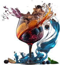 a glass with a splash of liquid