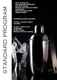 a bartender's standard program is shown on a black background